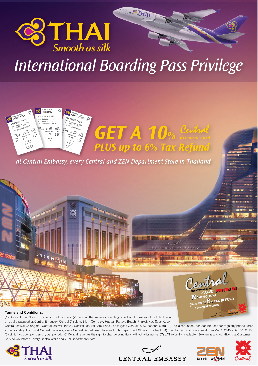 THAI Boarding Pass Privilege Discounts & Coupons Thai Airways