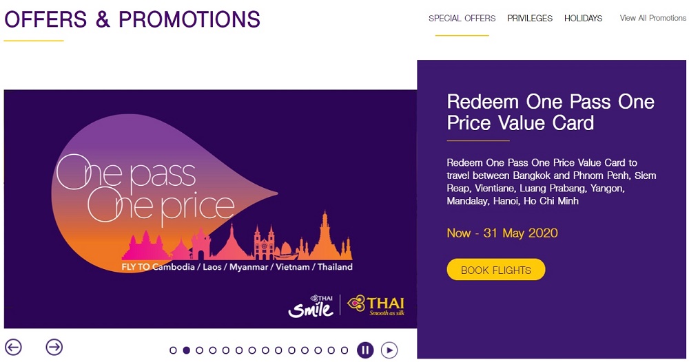 Redeem One Pass One Price Promotions Thai Airways