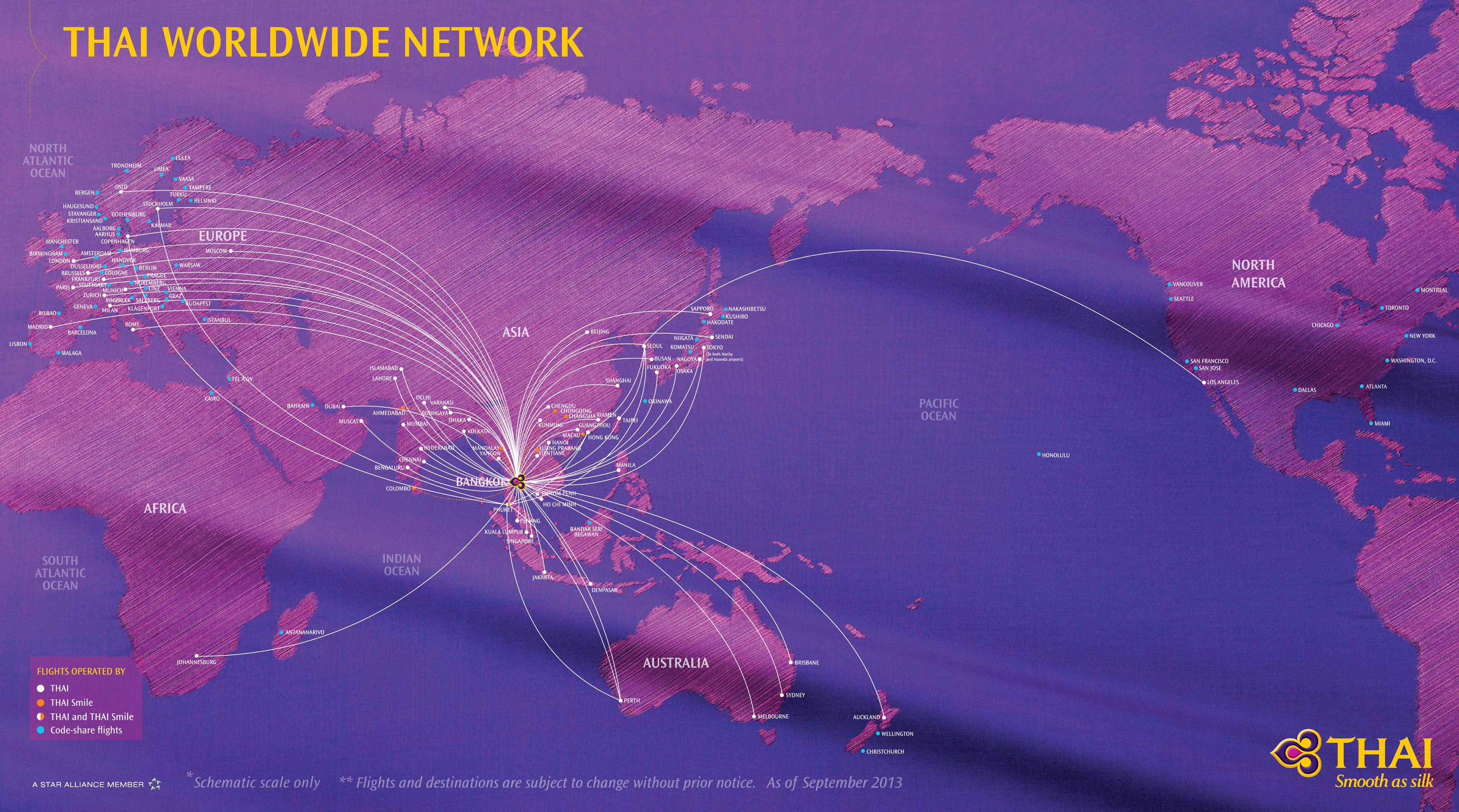 Thai Airways Route Map